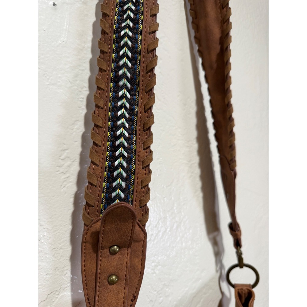 NWT catchfly Southwestern Embroidered Leather Crossbody Bag Brown Desert Boho - Picture 4 of 14